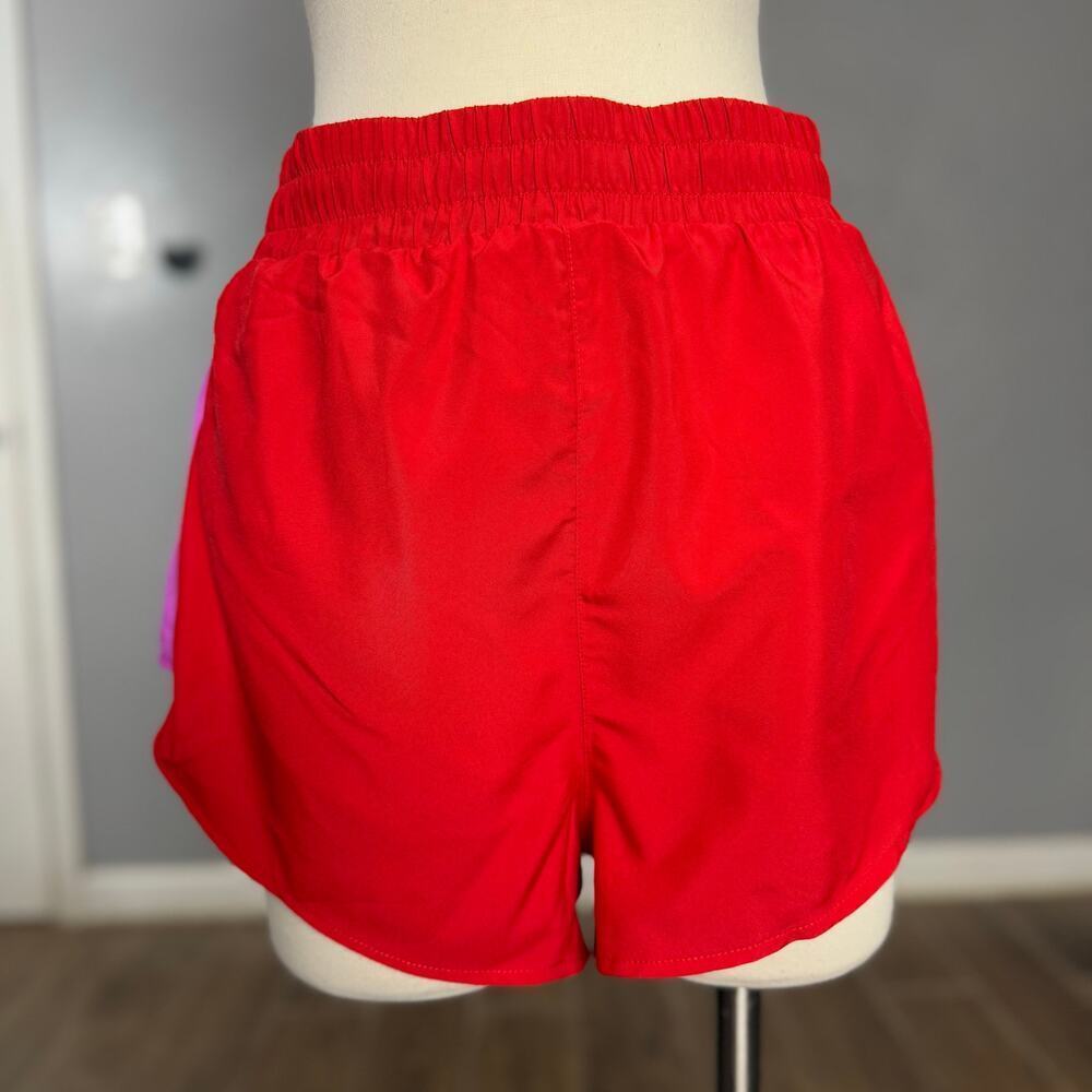 Fabletics Eco Full Speed Run Shorts, Heated Red/Electric Orchid Neon, XL